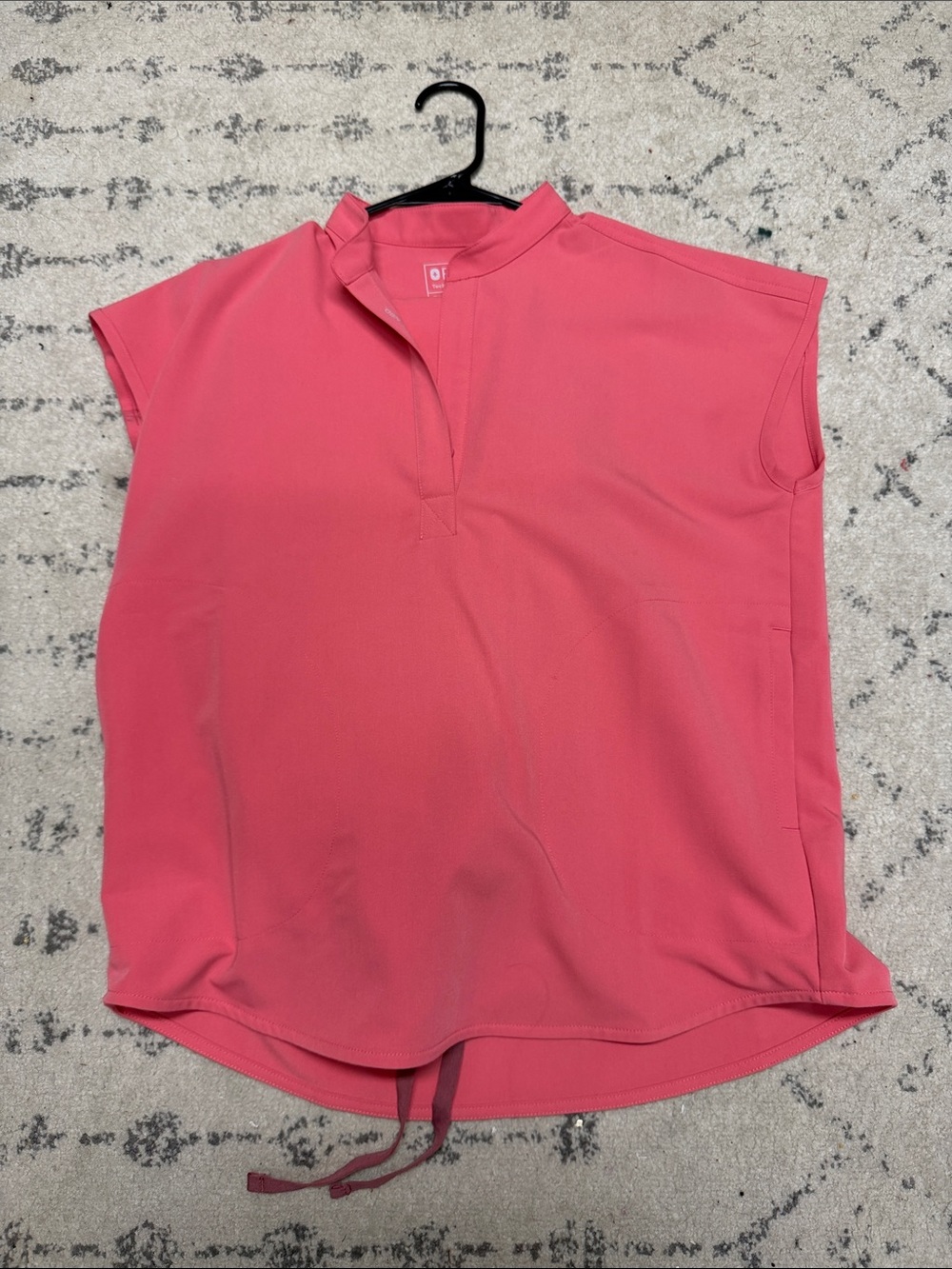 Figs Sleeveless Notch-Collar Tunic in Coral Pink